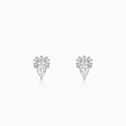 Silver Zirconia Deer Earrings