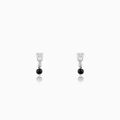 Silver Zirconia Noir Earrings