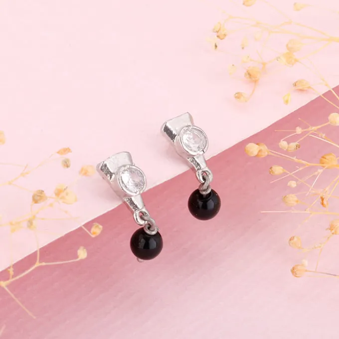 Silver Zirconia Noir Earrings