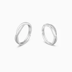 Silver Zirconia Twist Couple Bands