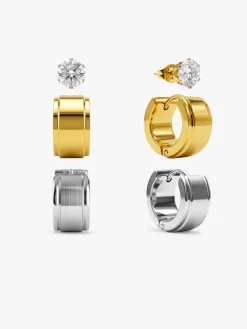 Split Static Demi Fine Huggie Earrings Set