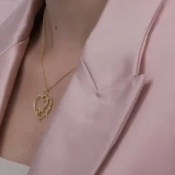 The Lovestruck Couple Golden Pendant With Link Chain