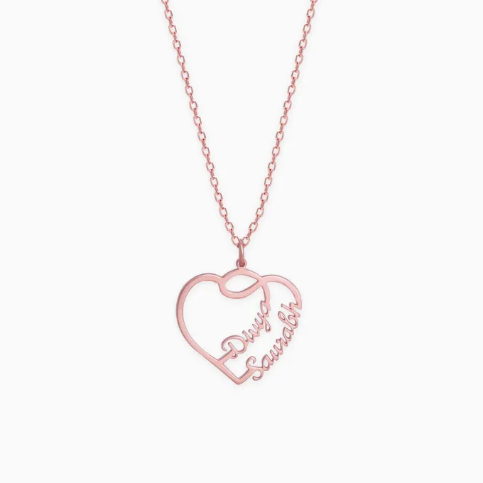 The Lovestruck Couple Rose Gold Pendant With Link Chain
