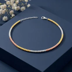 Triple Tone Triaura Silver Anklet