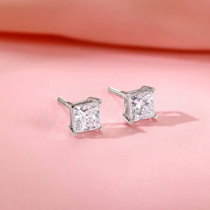 White Gold Classic Solitaire Lab Grown Diamond Studs