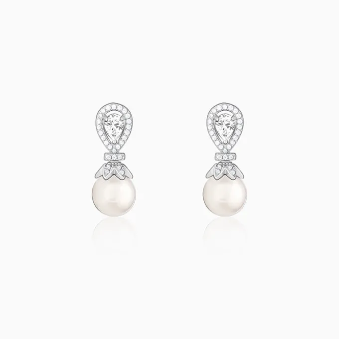 Zircon Pearl Drop Earrings