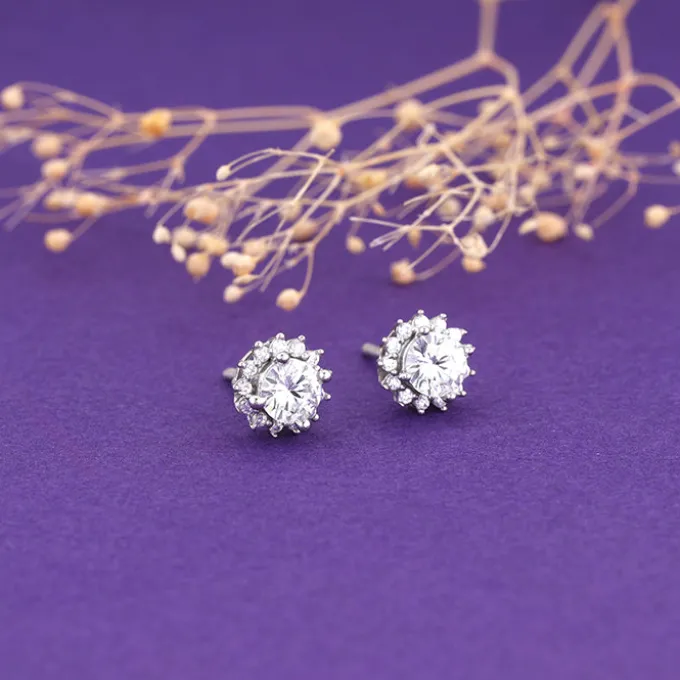 Zircon Shining Flower Earring